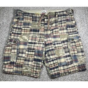 American Eagle Longer Length Patchwork Plaid Cotton Shorts Men's Size 44 Y2K